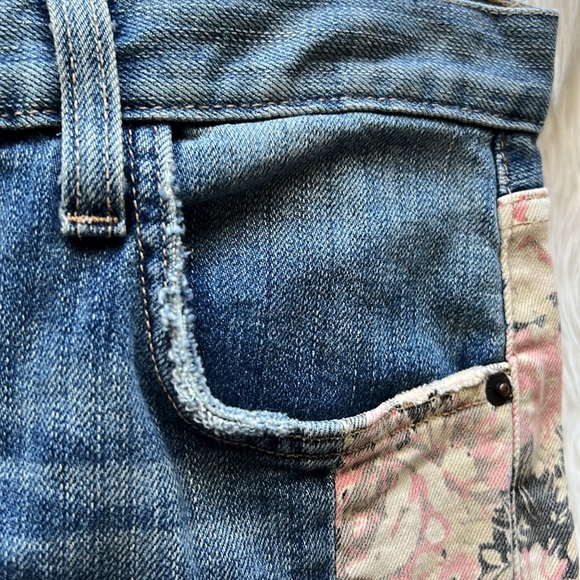 🎯Current/Elliott The Uneven Seamed Original Straight First Love Mixed Jeans - Picture 9 of 14